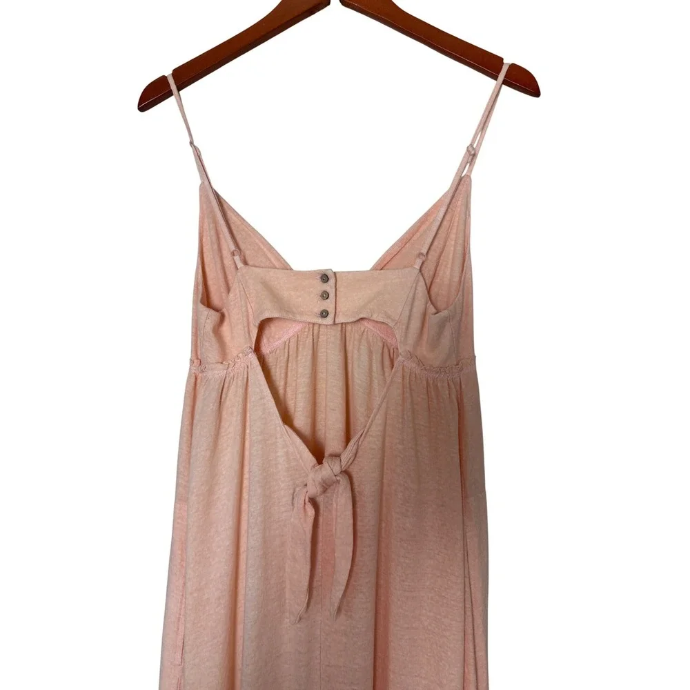 Free‎ People Beach Peach Organic Cotton Linen Maxi Dress High-Low Size S Coastal